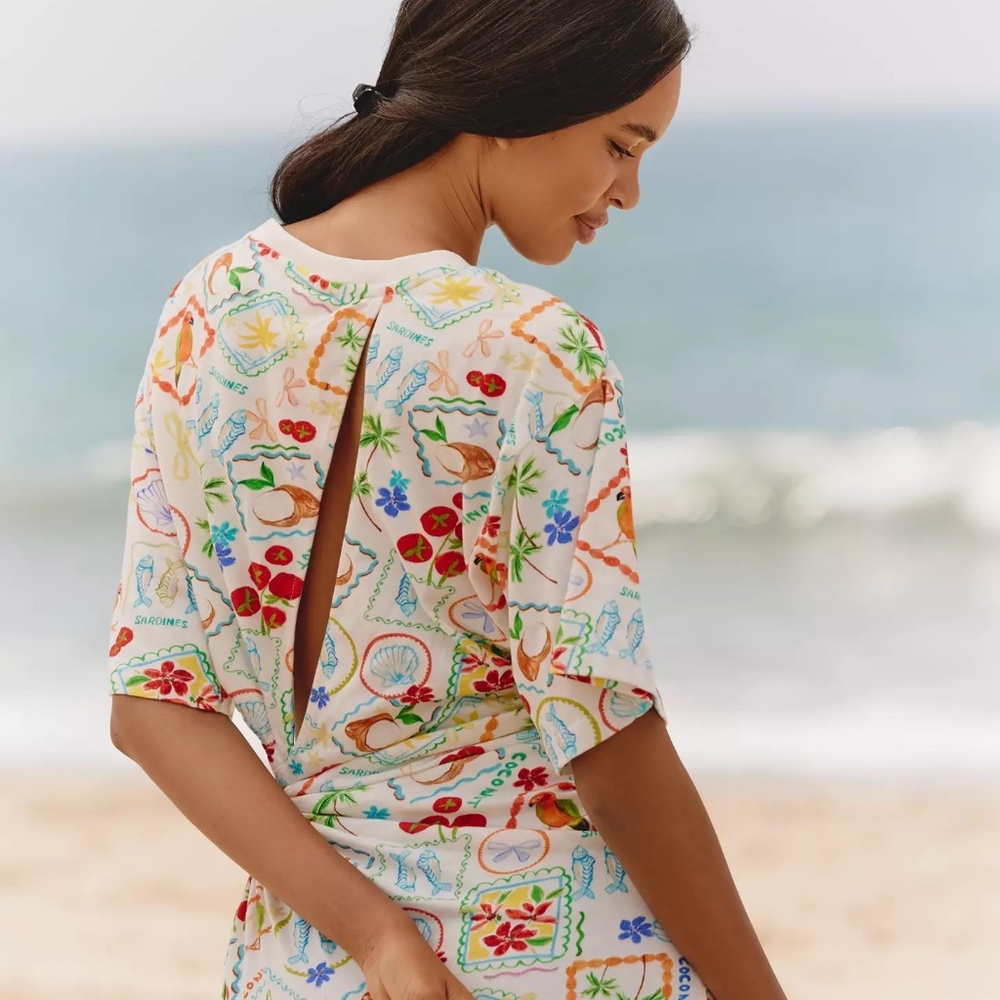 Anthropologie Celandine Cutout T-Shirt Mini Dress COVERUP NWT Size M - Picture 3 of 12